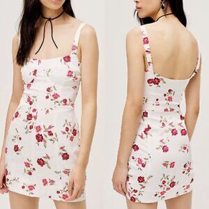 For Love and Lemons white Satin Floral Mini Dress